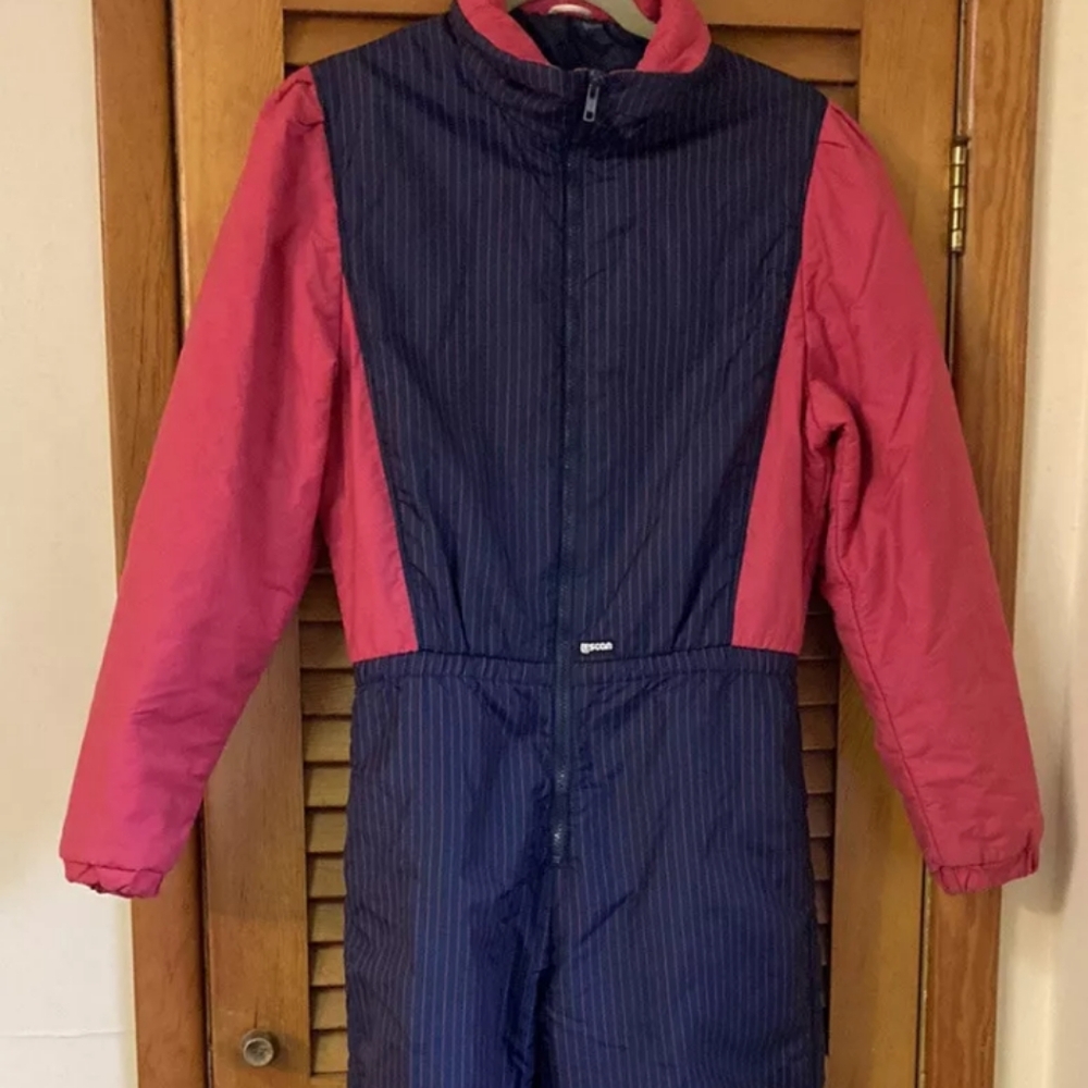 Obermeyer Pink and Blue Striped Snowsuit